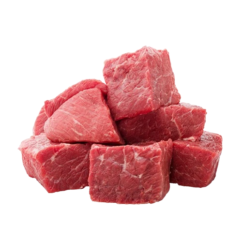 Cubos de carne bovina em corte uniforme